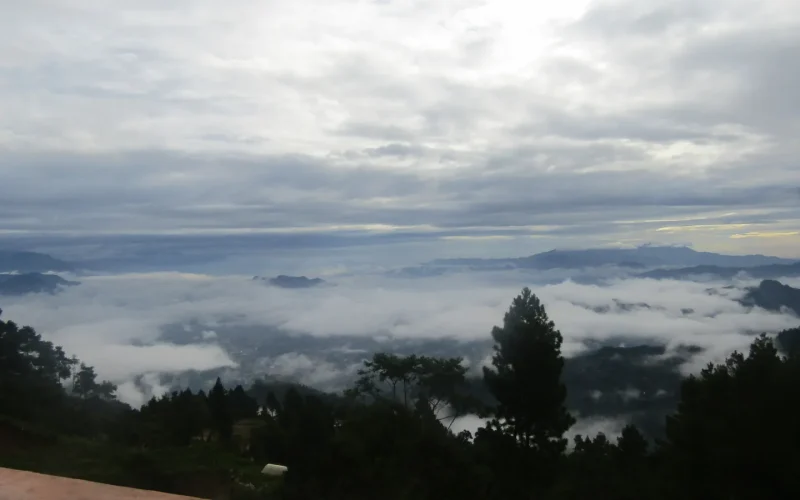 Mist filling the valleys below the Pango-pango highlands at dawn, Tana Toraja